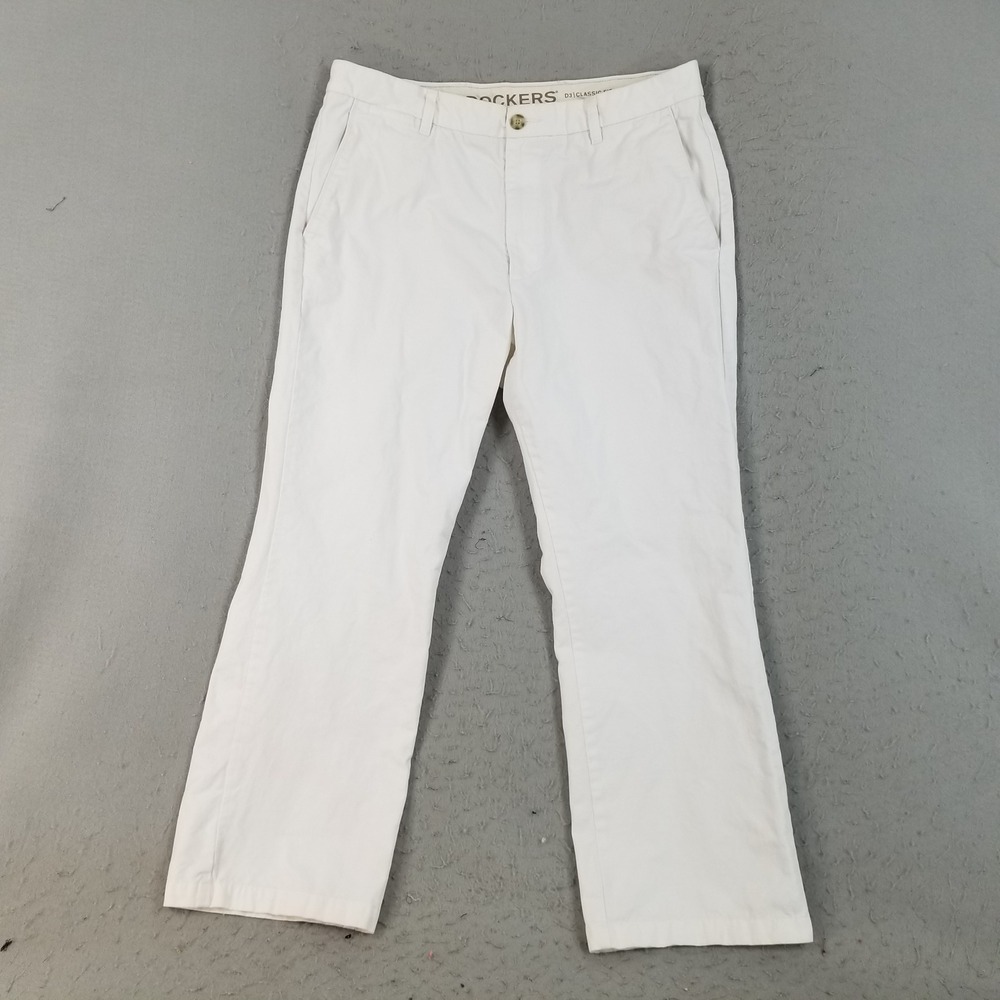 Dockers‎ Chinos Men 36x30 White D3 Classic Fit 100% Cotton Twill Pants